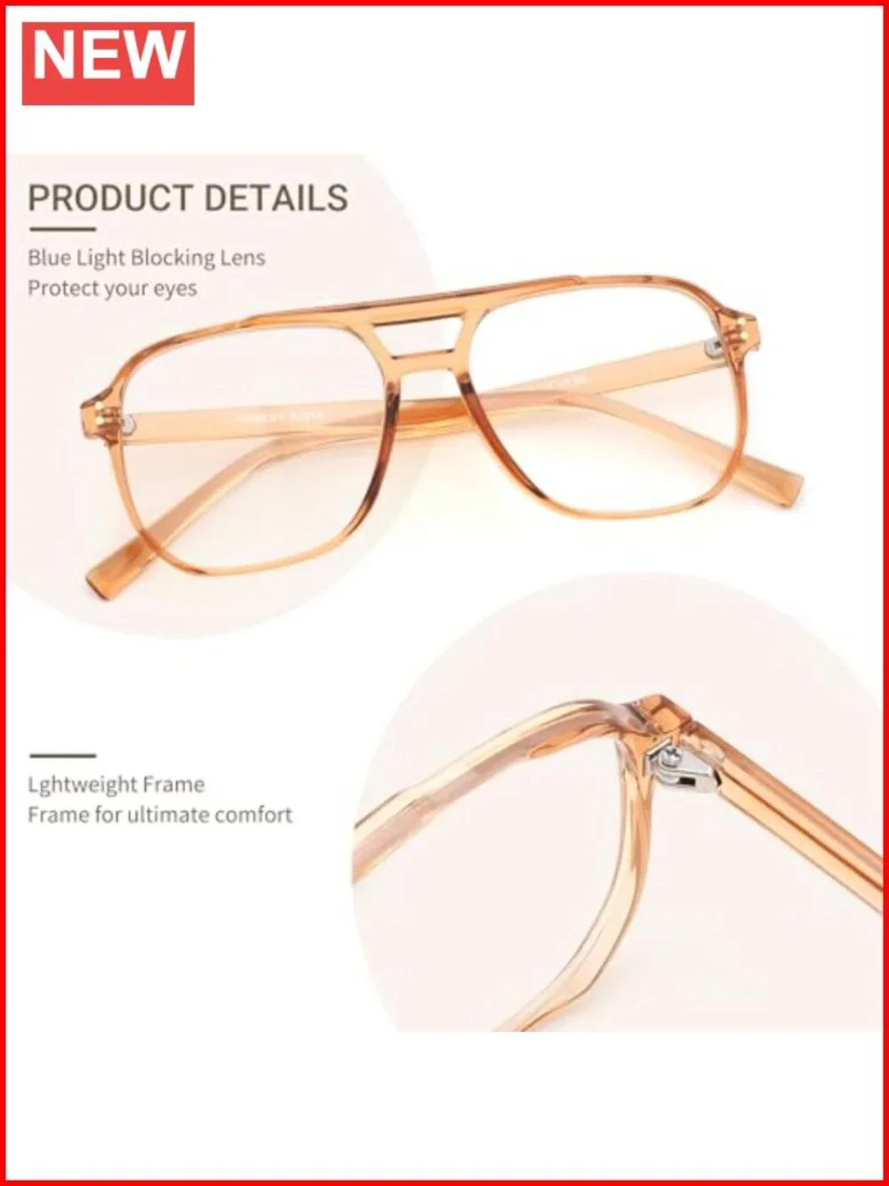 Blue Light Blocking Square Pilot Reading Glasses for Women Men, Anti Eyestrain
